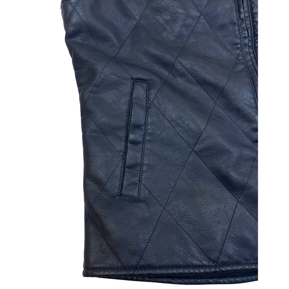 Pronto Uomo Mens Black Faux Leather Quilted Vest With Pockets Sz L - New - Picture 6 of 11